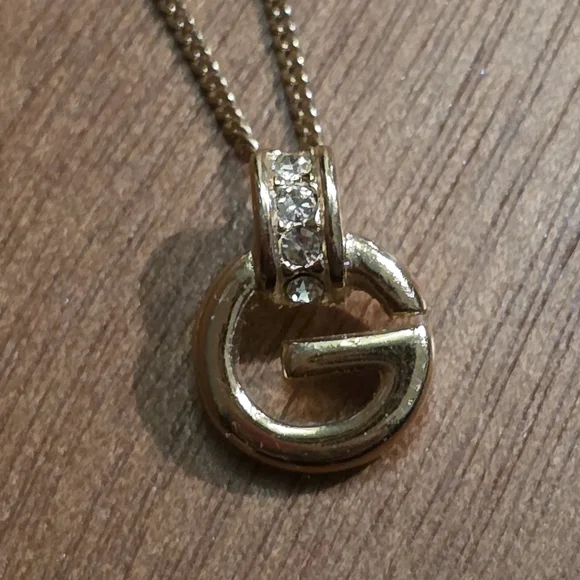 Vintage Givenchy Rhinestone G Necklace | 15.5 in - Picture 3 of 6